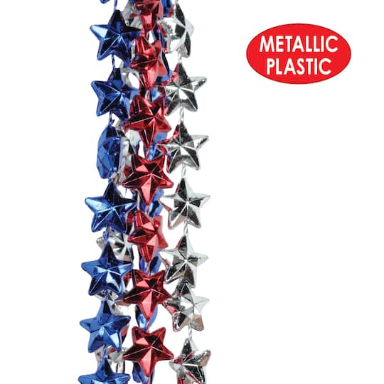 Beistle 33" Red, Silver & Blue Star Beads, 12ct.